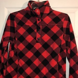 Red and black flannel pullover